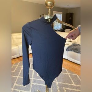 Abercrombie Long-Sleeve Stretch Jersey Asymmetrical Mockneck Bodysuit